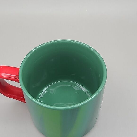 Starbucks Coffee Mug, Green with Red Handle and Starbucks Logo on the Front - Picture 3 of 4